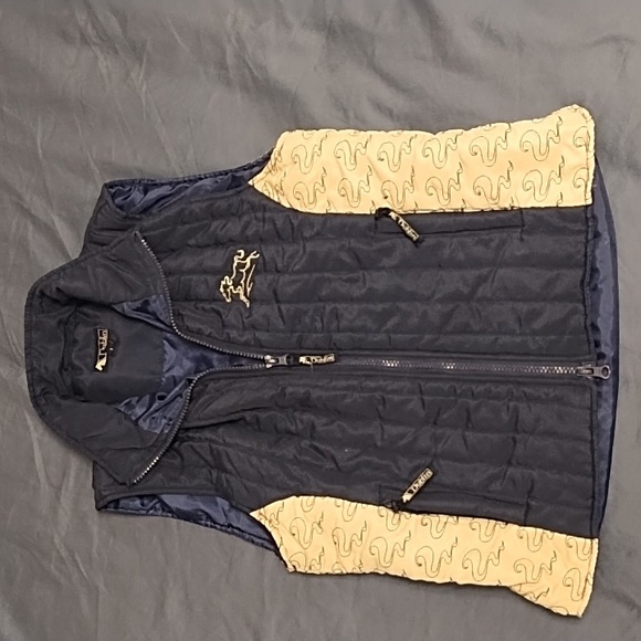 Stylish Women's Quilted Vest - Navy and Beige - Picture 1 of 7